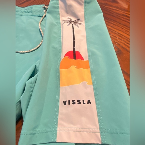 Vissla Boardshorts Mens 38 Blue Surf Drawstring Swim Poly Stretch - Picture 4 of 7